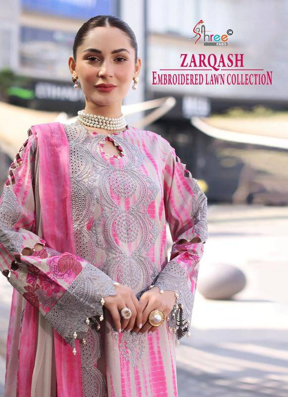 Shree fabs zarqash embrodered lawn Salwar Kameez manufacturers in Ahmedabad